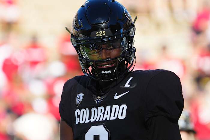 Colorado Buffaloes quarterback Shedeur Sanders (2) before the game against the Nebraska Cornhuskers at Folsom Field